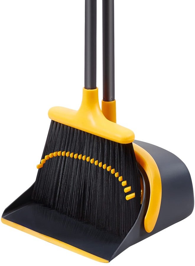 YANXUS Broom And Dustpan Set Dustpan And Broom With Long Handle Upright Stand Up Dustpan Broom Combo For Lobby Office Home Room Kitchen Floor Use Pack Of 1 (stainless_steel rubber, hard_floor) - Image 1